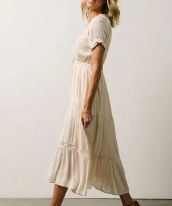 IL Greer Pintucked Midi Dress | Cream