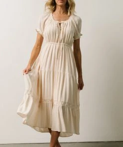 IL Greer Pintucked Midi Dress | Cream