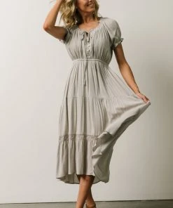 IL Greer Pintucked Midi Dress | Slate Gray Dresses