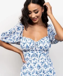 FT Gwen Smocked Midi Dress | Blue Floral Dresses 3 FT Gwen Smocked Midi Dress | Blue Floral Dresses