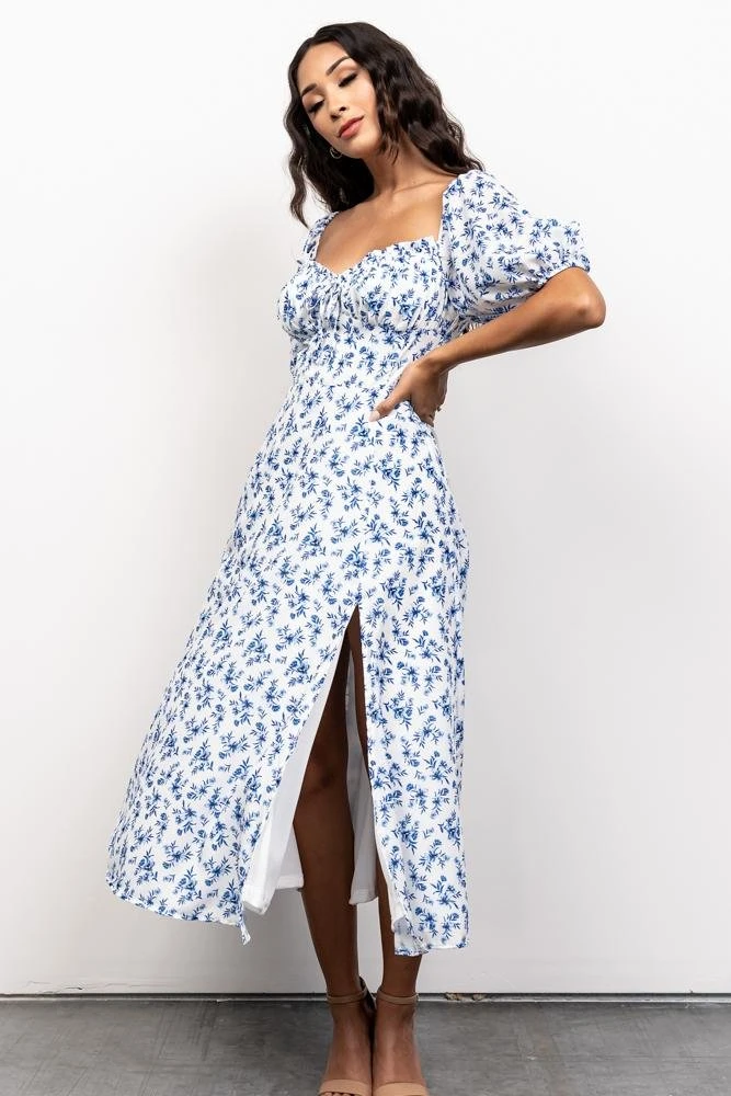 FT Gwen Smocked Midi Dress | Blue Floral Dresses FT Gwen Smocked Midi Dress | Blue Floral Dresses