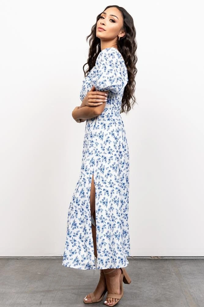 FT Gwen Smocked Midi Dress | Blue Floral Dresses FT Gwen Smocked Midi Dress | Blue Floral Dresses