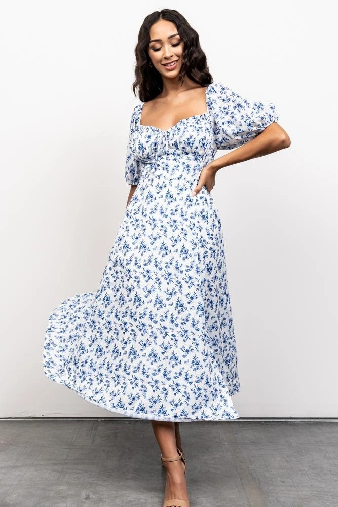 FT Gwen Smocked Midi Dress | Blue Floral Dresses FT Gwen Smocked Midi Dress | Blue Floral Dresses