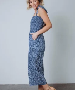 AK Hadley Smocked Jumpsuit | Navy