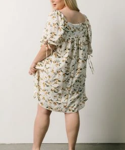 HAY Hallie Babydoll Mini Dress | Ivory + Gold Floral Dresses