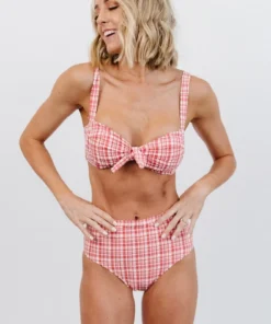 BJB Hamptons Plaid Bikini Bottom | Red Swim 11 BJB Hamptons Plaid Bikini Bottom | Red Swim