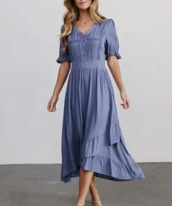 POL Hannah Midi Dress | Dusty Blue