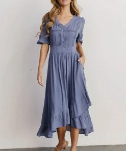 POL Hannah Midi Dress | Dusty Blue