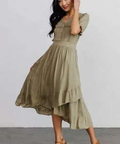 POL Hannah Midi Dress | Dusty Olive