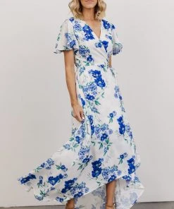 Soi Harper Wrap Maxi Dress | Blue Floral Dresses