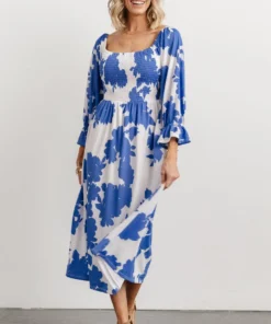 SL Heather Smocked Midi Dress | French Blue Floral Dresses 2 SL Heather Smocked Midi Dress | French Blue Floral Dresses