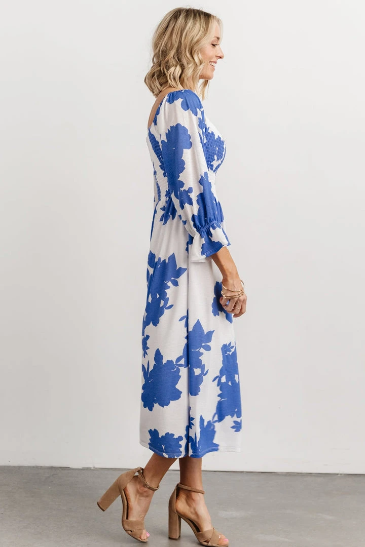 SL Heather Smocked Midi Dress | French Blue Floral Dresses SL Heather Smocked Midi Dress | French Blue Floral Dresses