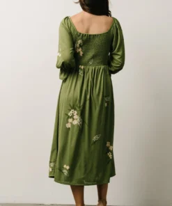 SL Heather Smocked Midi Dress | Olive + Peach Floral 2 SL Heather Smocked Midi Dress | Olive + Peach Floral