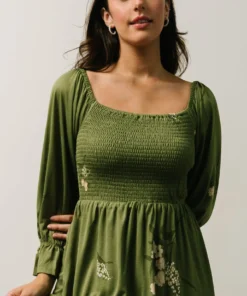 SL Heather Smocked Midi Dress | Olive + Peach Floral 5 SL Heather Smocked Midi Dress | Olive + Peach Floral