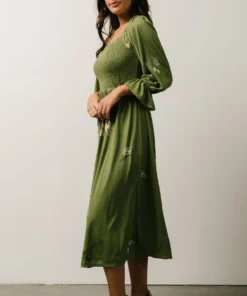 SL Heather Smocked Midi Dress | Olive + Peach Floral 4 SL Heather Smocked Midi Dress | Olive + Peach Floral