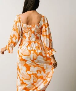 SL Heather Smocked Midi Dress | Orange Floral