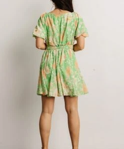 FT Henrietta Short Dress | Green Floral Dresses
