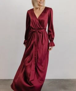 DD Dresses Holly Satin Maxi Dress | Cranberry