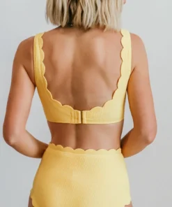 BJB Honolulu Scalloped Bikini Top | Yellow Swim