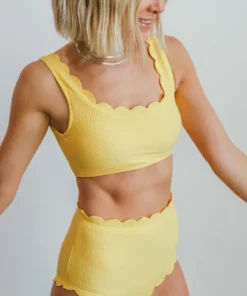 BJB Honolulu Scalloped Bikini Top | Yellow Swim