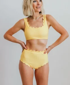 BJB Honolulu Scalloped Bikini Top | Yellow Swim