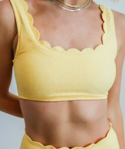 BJB Honolulu Scalloped Bikini Top | Yellow Swim