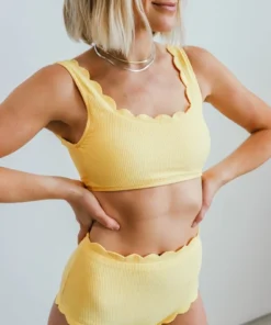 BJB Honolulu Scalloped Bikini Top | Yellow Swim