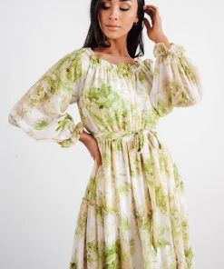 FT Hope Off Shoulder Maxi Dress | Green Floral 15 FT Hope Off Shoulder Maxi Dress | Green Floral