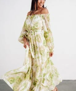 FT Hope Off Shoulder Maxi Dress | Green Floral 13 FT Hope Off Shoulder Maxi Dress | Green Floral