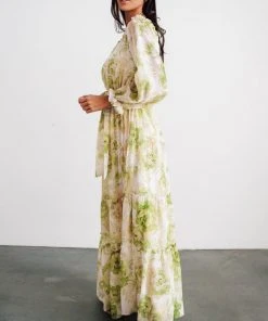 FT Hope Off Shoulder Maxi Dress | Green Floral 10 FT Hope Off Shoulder Maxi Dress | Green Floral