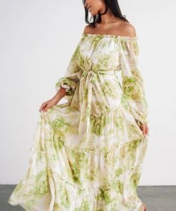 FT Hope Off Shoulder Maxi Dress | Green Floral 12 FT Hope Off Shoulder Maxi Dress | Green Floral