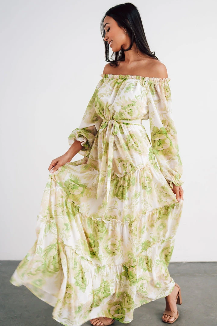FT Hope Off Shoulder Maxi Dress | Green Floral 5 FT Hope Off Shoulder Maxi Dress | Green Floral