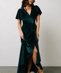 BB Custom Dresses Calvin Sparkle Velvet Wrap Dress | Jade