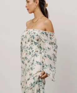 BB Custom Dresses Isabela Smocked Maxi Dress | Ivory + Topaz Floral 3 BB Custom Dresses Isabela Smocked Maxi Dress | Ivory + Topaz Floral