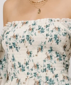 BB Custom Dresses Isabela Smocked Maxi Dress | Ivory + Topaz Floral 4 BB Custom Dresses Isabela Smocked Maxi Dress | Ivory + Topaz Floral