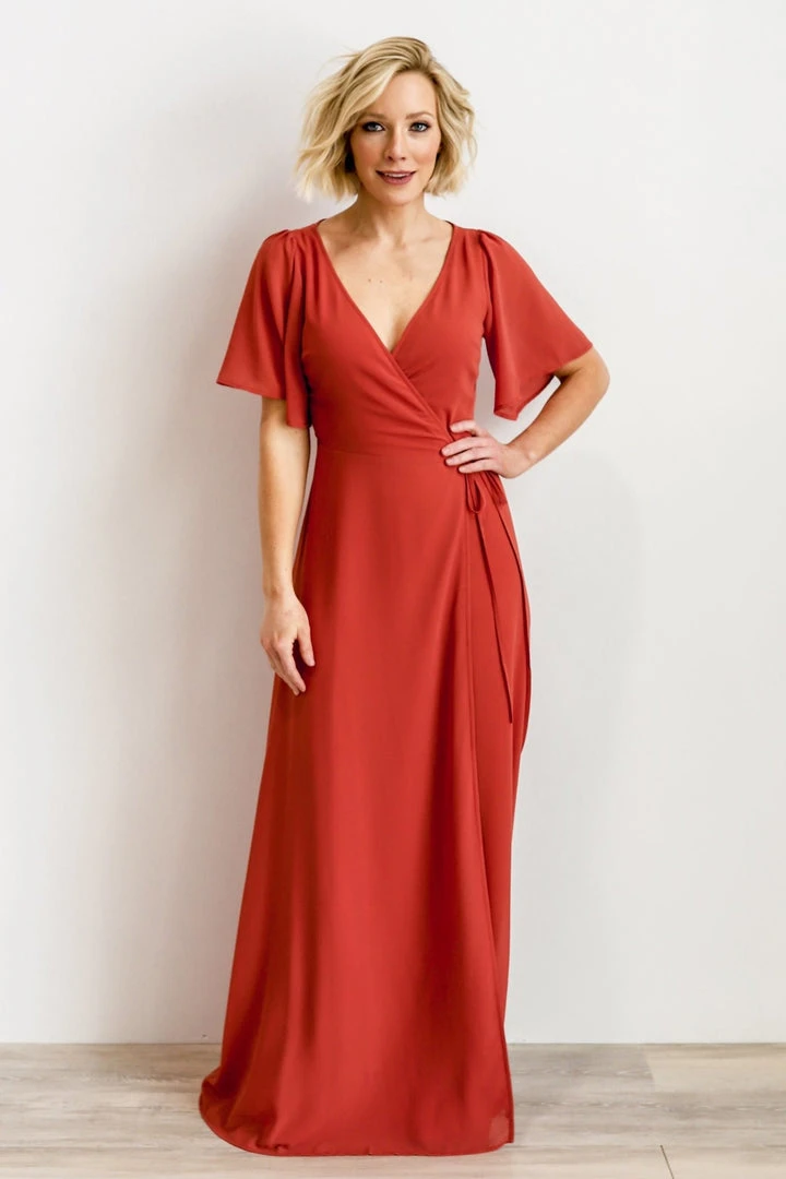 BB Custom Ivy Wrap Maxi Dress | Clay 12 BB Custom Ivy Wrap Maxi Dress | Clay