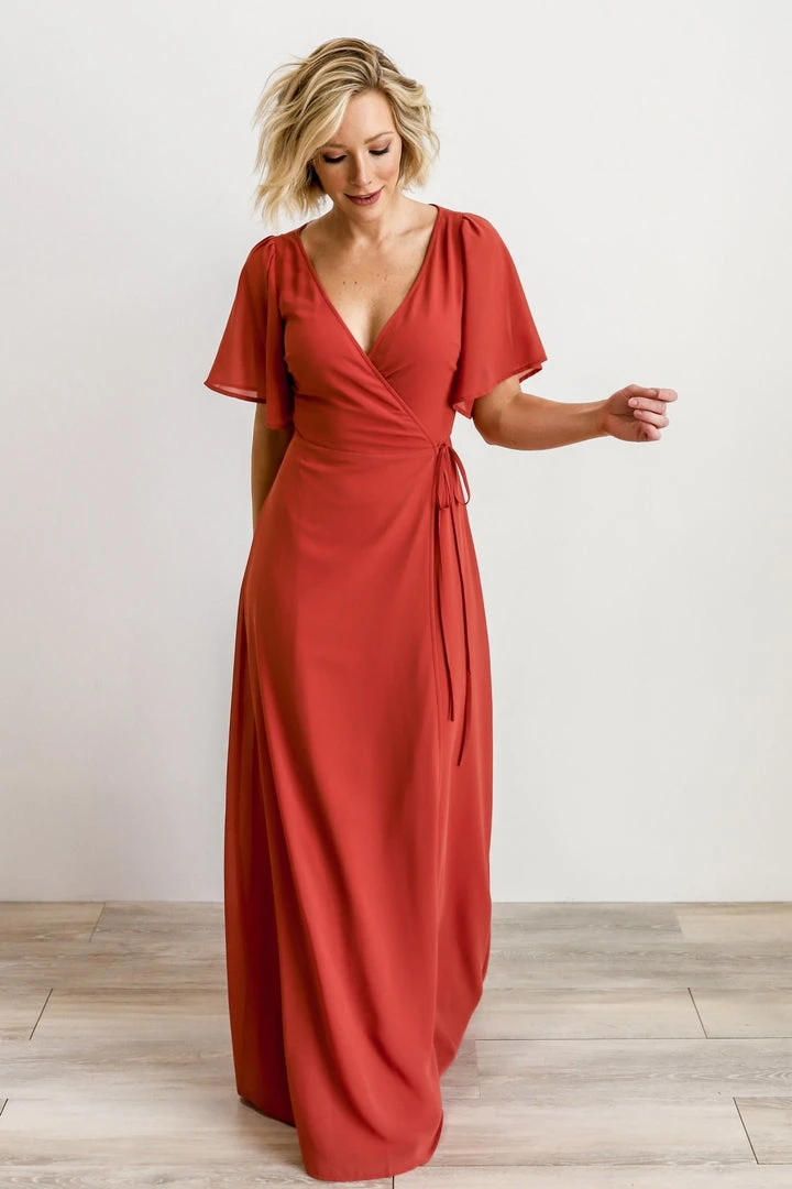 BB Custom Ivy Wrap Maxi Dress | Clay 15 BB Custom Ivy Wrap Maxi Dress | Clay