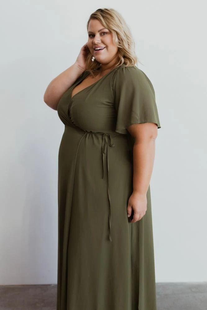 BB Custom Dresses Ivy Wrap Maxi Dress | Olive 4 BB Custom Dresses Ivy Wrap Maxi Dress | Olive