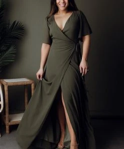 BB Custom Dresses Ivy Wrap Maxi Dress | Olive