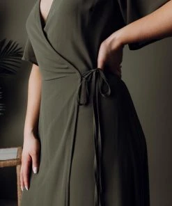 BB Custom Dresses Ivy Wrap Maxi Dress | Olive 11 BB Custom Dresses Ivy Wrap Maxi Dress | Olive