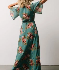 BB Custom Ivy Wrap Maxi Dress | Persian Green Floral