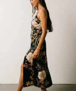 IBS Jackie Column Midi Dress | Navy Floral