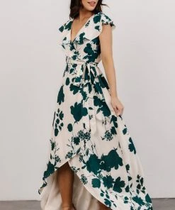 Soi Dresses Jacqueline Wrap Maxi Dress | Green Floral