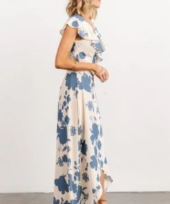 Soi Jacqueline Wrap Maxi Dress | Ivory + Slate Floral Dresses