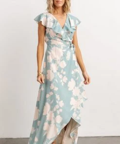 Soi Dresses Jacqueline Wrap Maxi Dress | Robin Blue Floral