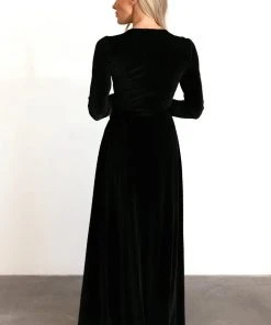 BB Custom Jada Ribbed Velvet Wrap Dress | Black Dresses