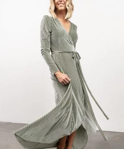 BB Custom Dresses Jada Ribbed Velvet Wrap Dress | Dusty Sage