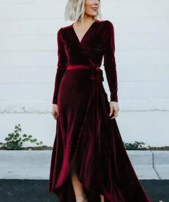 BB Custom Jada Ribbed Velvet Wrap Dress | Mulberry Dresses