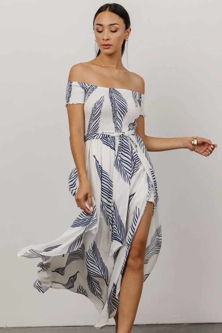 AK Janey Smocked Maxi Dress | Navy Print 1 AK Janey Smocked Maxi Dress | Navy Print