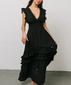BB Custom Dresses Jasmine Ruffle Maxi Dress | Black